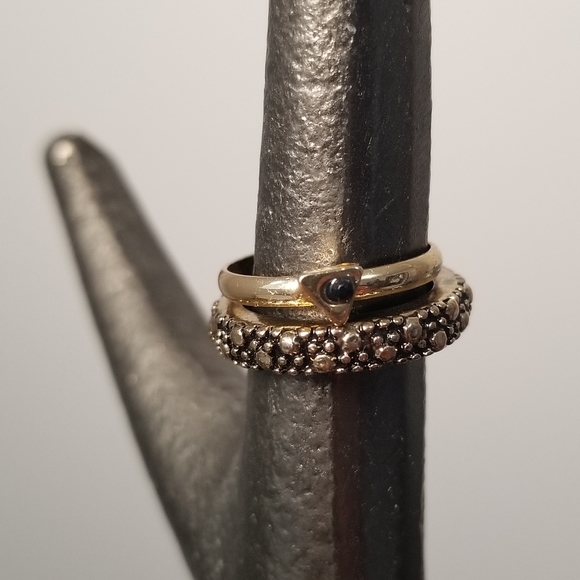 Rings Midi 🙂 Black Boho Bohemian Set of Five | Stacking Cute Maximalist - Picture 4 of 5